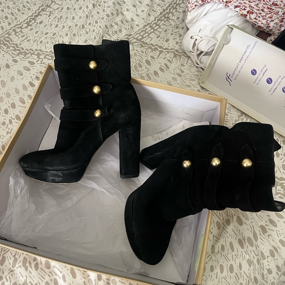 MK Black Suede Ankle Boots